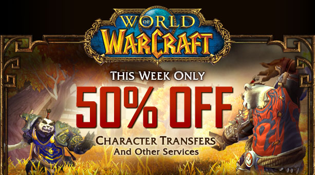 THIS WEEK ONLY 50% OFF Character Transfers and Other Services