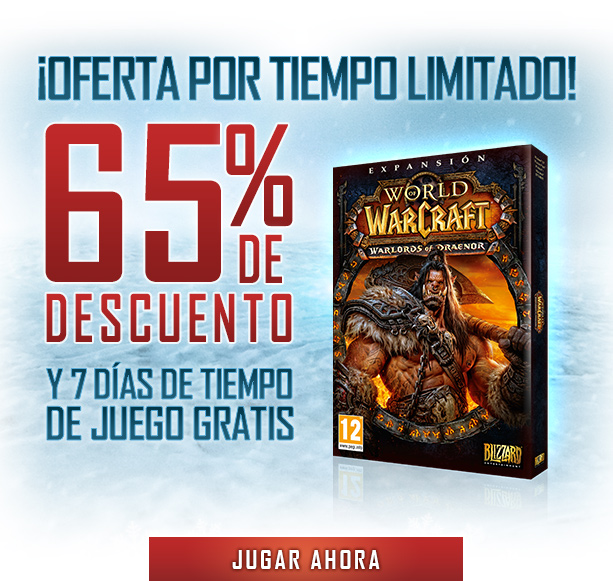 ¡OFERTA POR TIEMPO LIMITADO!<br /><br />65% DE DESCUENTO<br />Y 7 DÍAS DE TIEMPO DE JUEGO GRATIS