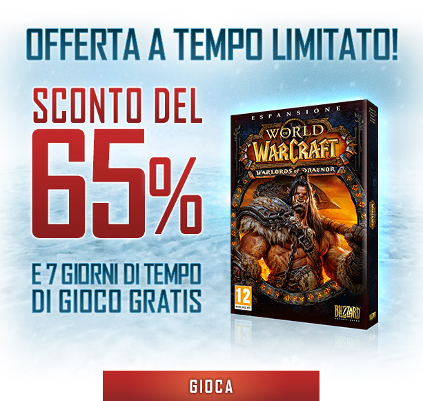 OFFERTA A TEMPO LIMITATO!<br /><br />SCONTO DEL 65%<br />E 7 GIORNI DI TEMPO DI GIOCO GRATIS