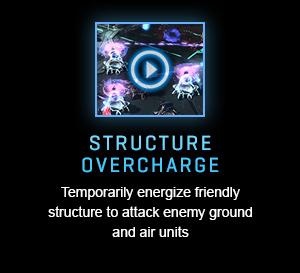 STRUCTURE OVERCHARGE<br />Temporarily energize friendly structure to attack enemy ground and air units<br /><br />